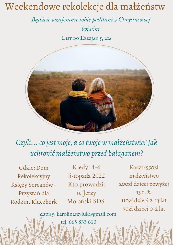 Zaproszenie na rekolekcje dla małżeństw